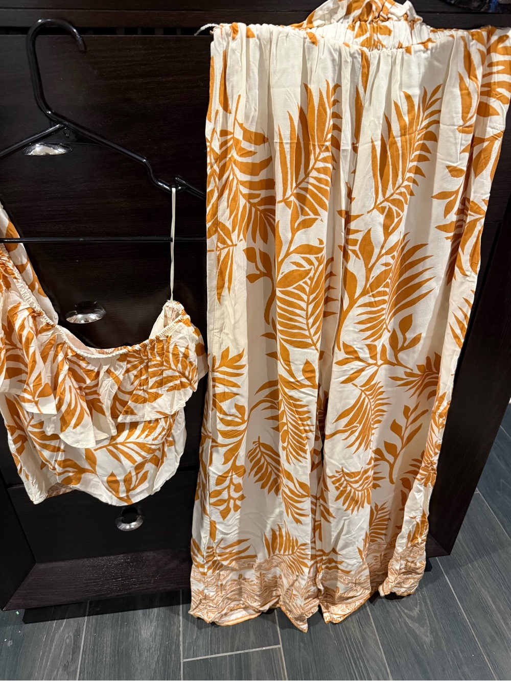 Flying Tomato White and Mustard Floral Two-Piece Set